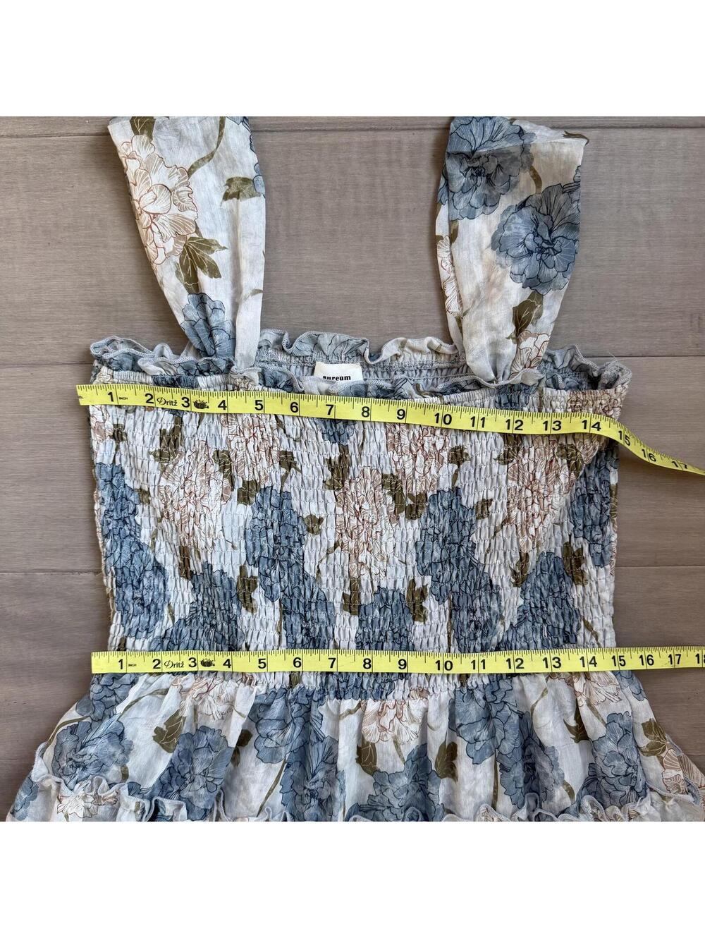 Aureum Floral Midi Dress | Smocked Bodice Size M - Picture 5 of 9